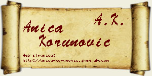 Anica Korunović vizit kartica
